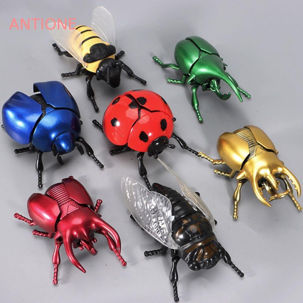 ANTIONE โซ่ไขลานของเล่นแมลง, จําลอง Bee Beetle แมลงของเล่น, น่ารัก Prank Trick Cicada Scarab การออกแบบที่สมจริง Wind Up แมลง Party ของขวัญ