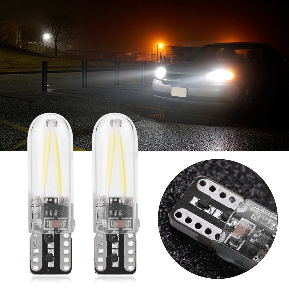 Tutoushop คู่ 8-28V W5W T10 แก้ว COB Filament LED ภายในรถอ่าน DRL ไฟเลี้ยวหลอดไฟ
