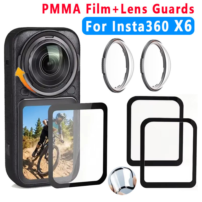 PC เลนส์ Guards Anti-Scratch ป้องกันหน้าจอสําหรับ Insta 360 X6 เลนส์กล้องฝาครอบไม่แก้วป้องกันฟิล์มสําหรับ Insta360X6