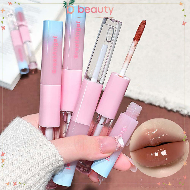 Sunset Powder Mist Double-Headed Lip Glaze Mirror Water Glossy Matte Velvet Dual-Use Lip
