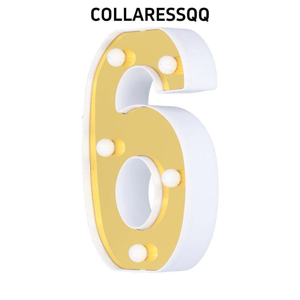 โคมไฟป้าย COLLATRESSQQ, Number 6 6 LED Number Light, แบตเตอรี่ทองตกแต่งขับเคลื่อน Warm White Light N