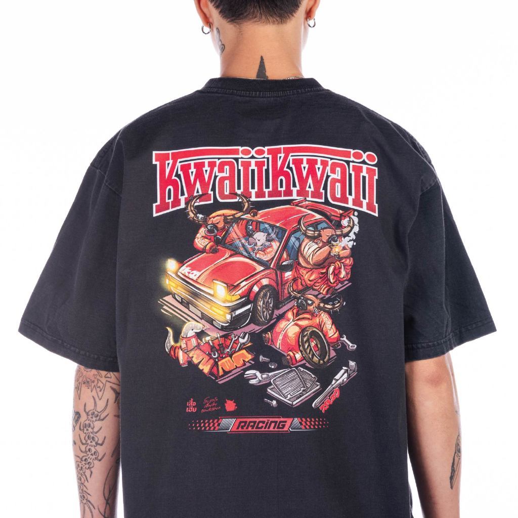 เสื้อยืด (เสื้อเฮียส่งออกภายใน1-2วัน) เสื้อ KWAII KWAII RACING ผ้า Cotton  ของแท้