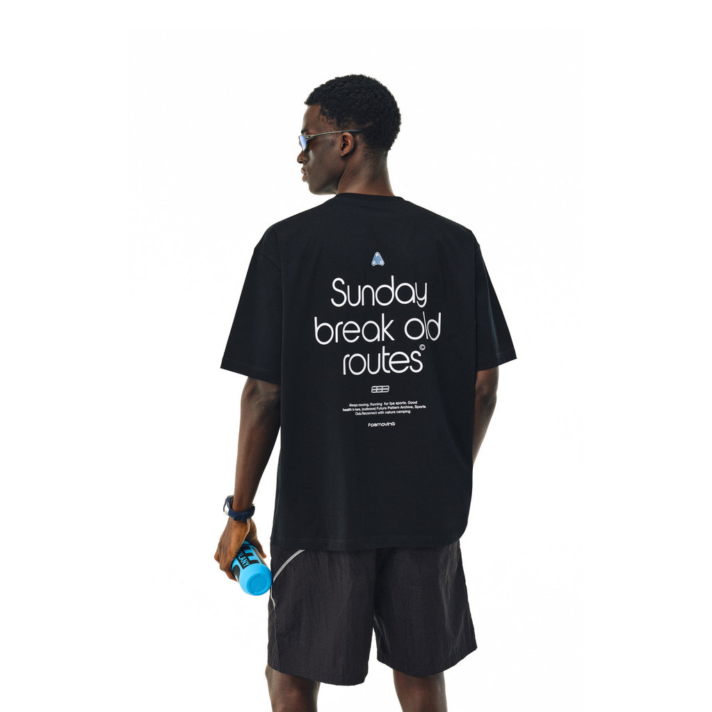 พร้อมส่ง FPA "Sunday Break Old Routes" สโลแกนสไตล์มินิมอลพิมพ์แขนสั้นกีฬาอเมริกันและลําลองชายและหญิง 100% Premium Cotton เสื้อยืด