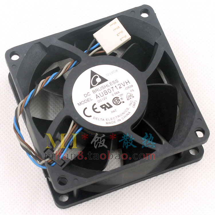 [หม้อน้ําขายร้อน] Original Delta AUB0712VH 12V 0.56 A 7CM 7025 4 สาย PWM อุณหภูมิควบคุมพัดลมระบายควา