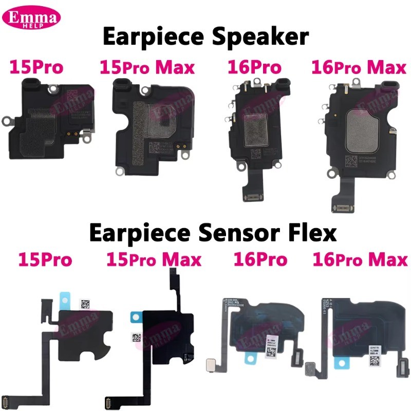 1pcs Top Ear ลําโพง Earpiece สําหรับ 15 16 Pro Max Earpiece Sensor Proximity Flex Cable อะไหล่ซ่อม