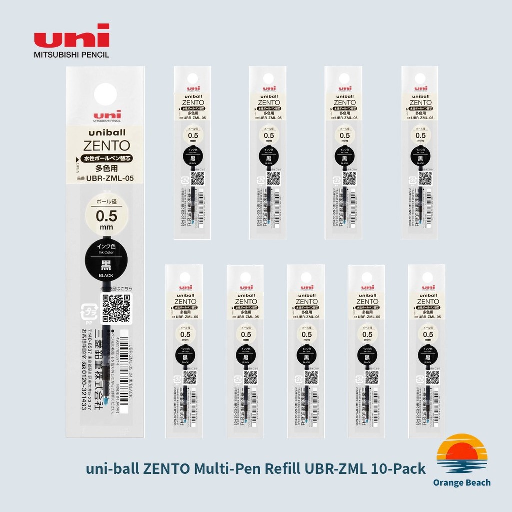 Uni-ball ZENTO UBR-ZML ไส้ปากกาเจล 3 ระบบ แพ็ค 10 ชิ้น/ดำ แดง น้ำเงิน/0.38 0.5mm/ญี่ปุ่น