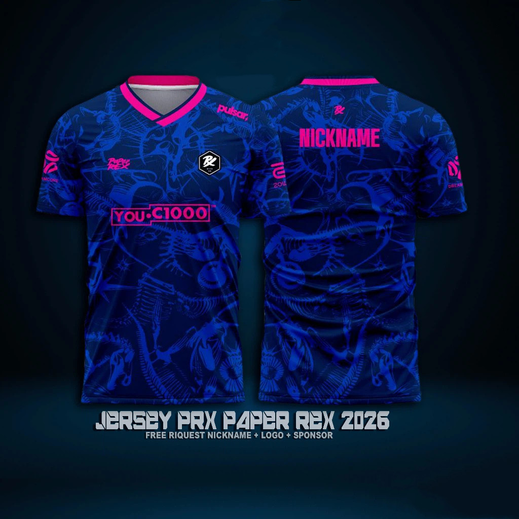 PAPER REX Jersey PRX Match 2026/27 DinoMarine ล่าสุด PRX เกม CSGO LOL Valorant เสื้อยืด - ฟรี Nickna
