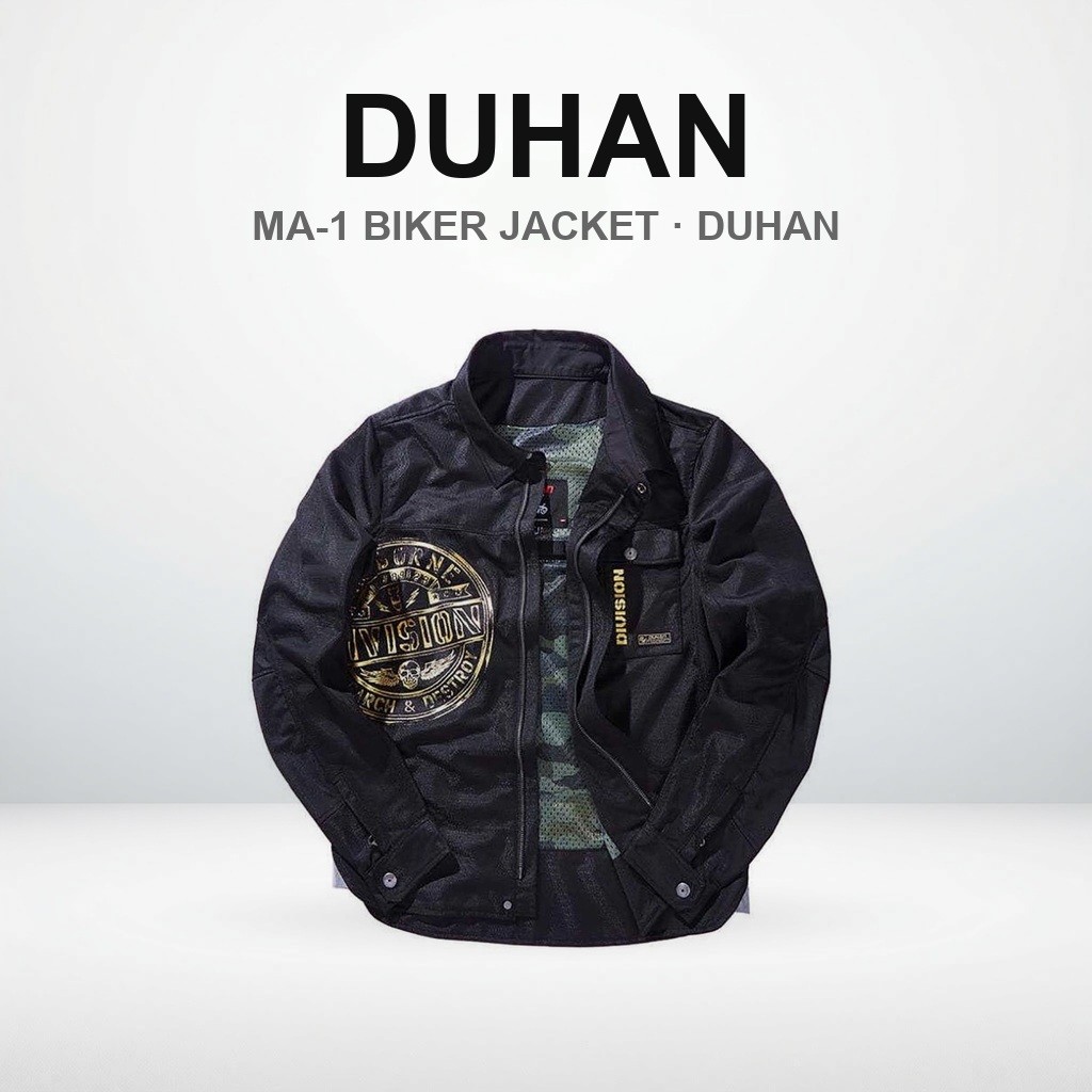 เสื้อแจ็คเก็ต MA-1 สไตล์ทหาร/ไบค์เกอร์ ผู้ชาย DUHAN พร้อมแพตช์ปัก | DUHAN Men's MA-1 Military / Bike