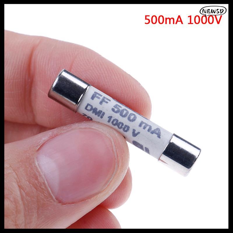 NEWSD 1 PC FF 0.5A 500mA 1000V dmi ฟิวส์สําหรับมัลติมิเตอร์ F15B F17B F18B 6.3x32 มม.DDC