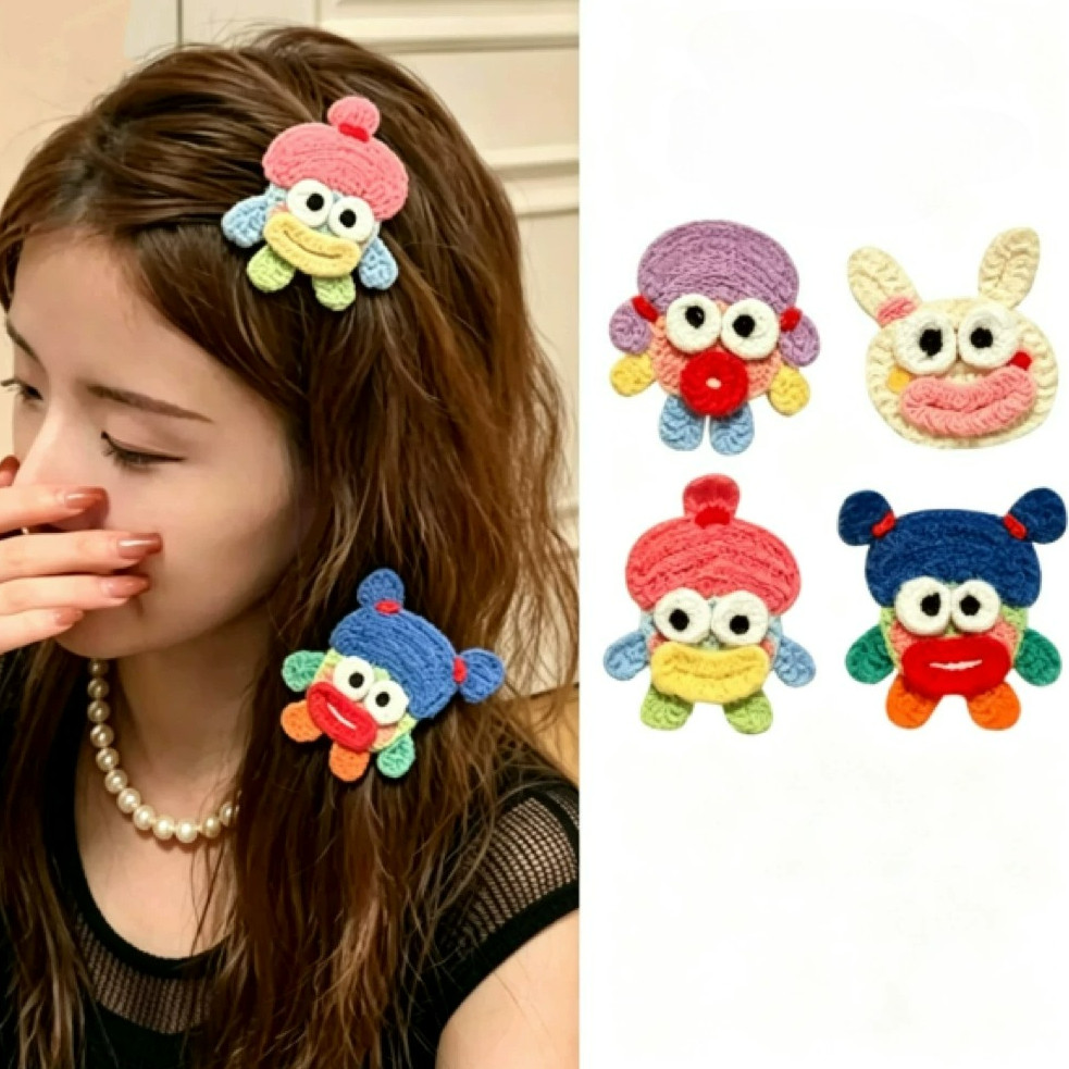 1/2/4 ชิ้นตลก Kawaii น่าเกลียดถัก Velcro Bangs สติกเกอร์ไส้กรอกริมฝีปากผมด้านข้าง Tamer สําหรับสาว