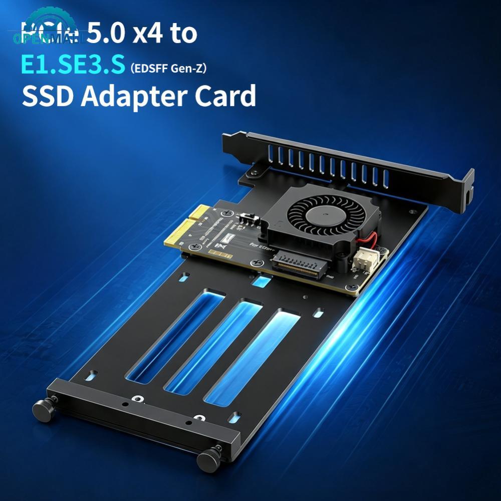 OPENMALL PCIe 5.0 x4 ถึง E1ส/จ3.S (EDSFF Gen-Z) การ์ดอะแดปเตอร์ SSD พร้อมพัดลมระบายความร้อนสําหรับเด