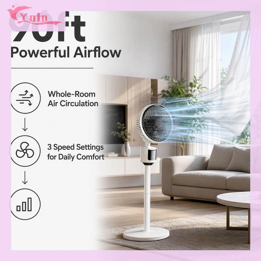 [เดิมเดิมเดิมพันคอคอคอคอ combedสงเดิม] พัดลมยืนแบบพกพา Air Circulator 90ft Airflow 30dB Silent 3 Spe