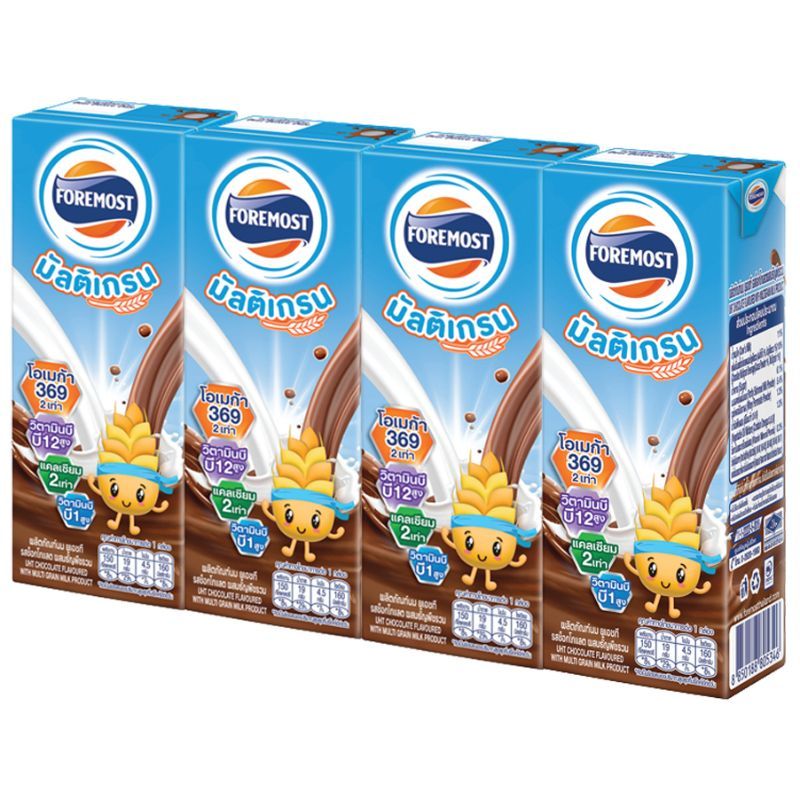 โฟร์โมสต์มัลติเกรนรสช็อกโกแลตผสมธัญพืชรวม 180มล. แพค4 ForemostMultigrainChoco180mlX4 [หมายเลขบาร์โค้ด 8850188903929]