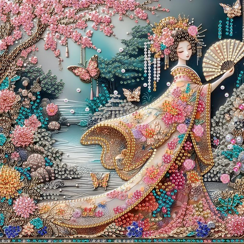 异形钻石画美女画大小钻画益智手工制作装饰画自粘手工钻石画2608026 Irregular Diamond Painting Beauty Picture, Large and Small Diamo