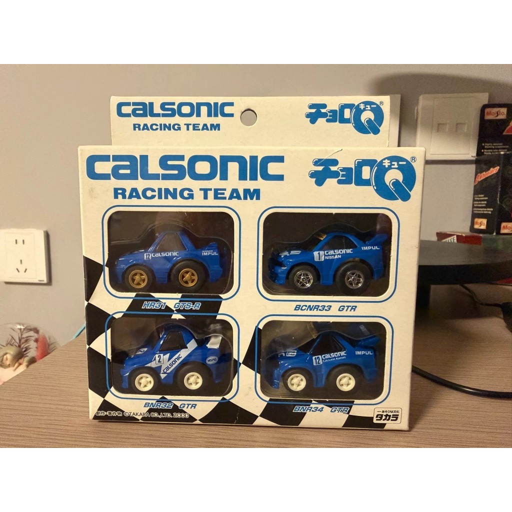 [คลังสินค้าพร้อม] Takara Choro Q Calsonic Racing Team GTR Set, Nissan GTR R31 R32 R33 R34, Four Cars