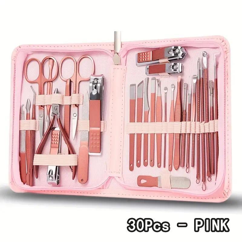 Nail Clipper Set Cherry Blossom Powder 30-piece Nail Clipper Stainless Steel Nail Clipper with Eyebr
