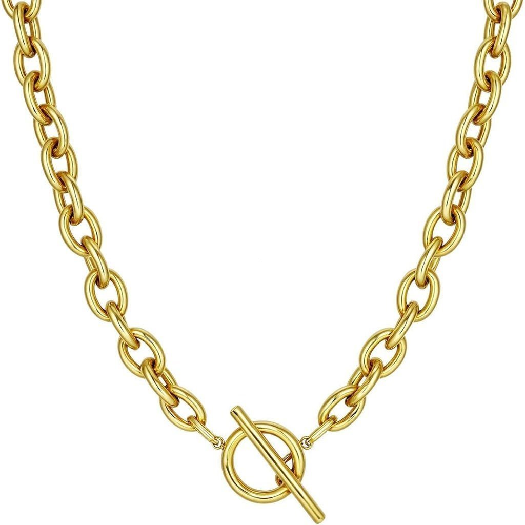 TENMIRO的18K สร้อยคอโซ่เนื้อก้อนชุบทองเหมาะสําหรับผู้หญิง,ป้องกันเหงื่อ,Colorfast,d CIO สร้อยคอ สสส0