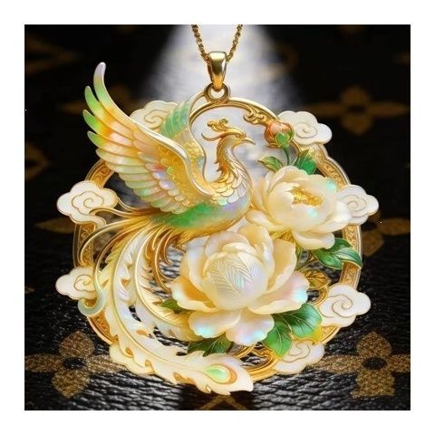 Peony สร้อยคอสไตล์โบราณ Handmade Phoenix สไตล์จีน Creative Phoenix Peony สร้อยคอเคลือบจี้หรูหราคําแน