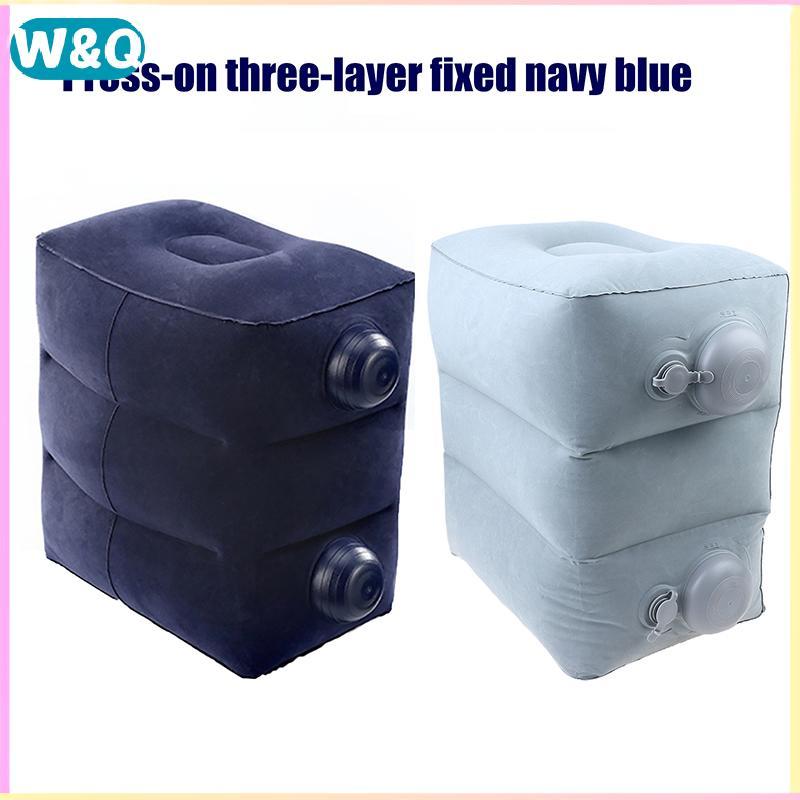 W&Q หมอนเท้าเป่าลม PVC Flight Sleeping Footrest REST หมอน 3 ชั้นปรับความสูงรถ Bus Travel Foot REST ห