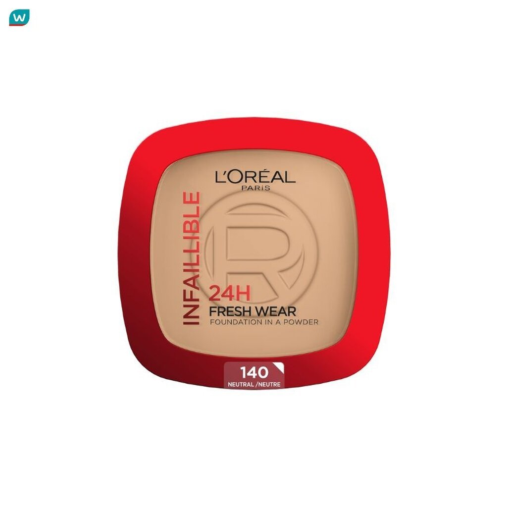 L'Oreal Makeup ลอรีอัล แป้งพัฟ อินฟอลลิเบิล 24H เฟรช แวร์ พาวเดอร์ 9ก. 140 โกลด์เด้น เบจ