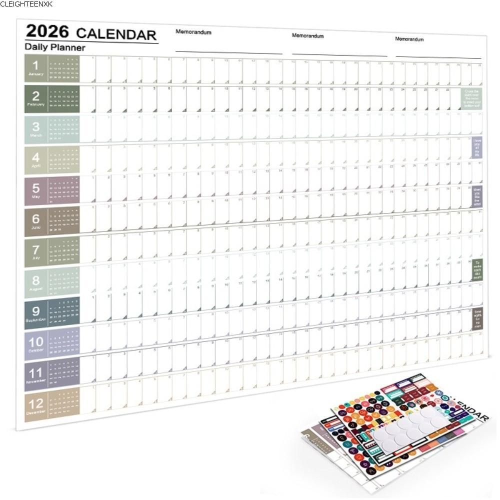 CLEIGHTEEN8H Calendar Planner แผ่น, ประจําปีวางแผนที่จะทํารายการตารางปฏิทินแขวนผนัง, Creative 2026 A