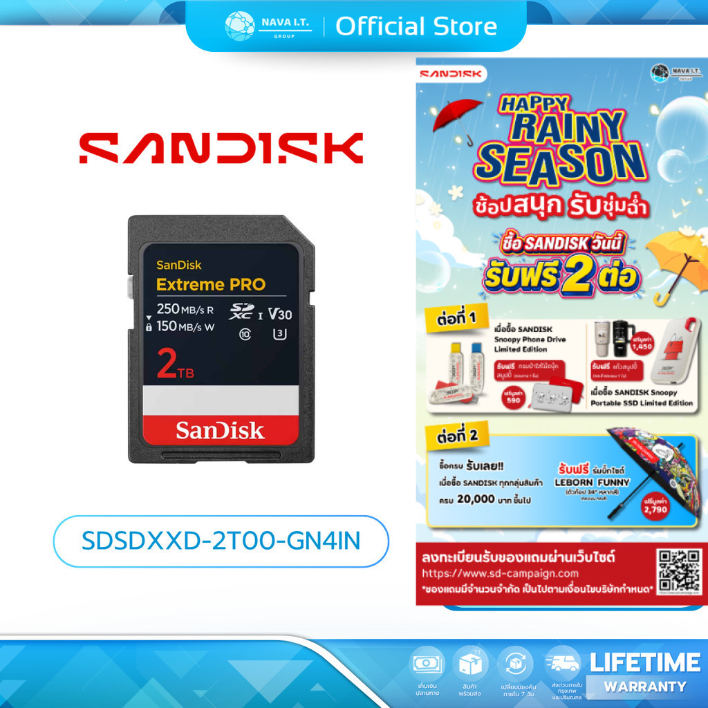 SANDISK MICRO SD (ไมโครเอสดี) SDSDXXD 2TB UHS-I (SDSDXXD-2T00-GN4IN) LIFETIME WARRANTY