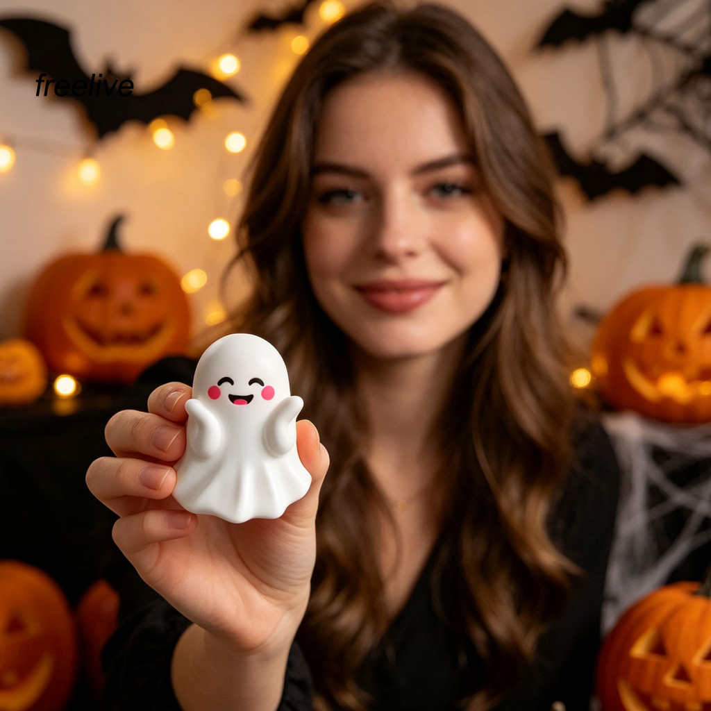 ฟรีสด|  Spooky Home Office Decor,Novelty Office Desk Decor ถ้วยปากกา, Smooth Round Halloween Ghost ร