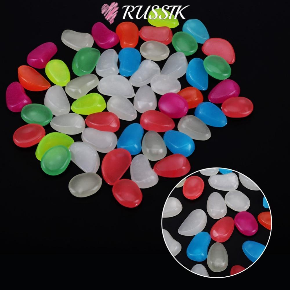ROUSSIK 50 ชิ้นชุดเรืองแสงใน Dark Pebbles, Multicolor Glow Dark Luminous Pebbles, หินภูมิทัศน์พลาสติ