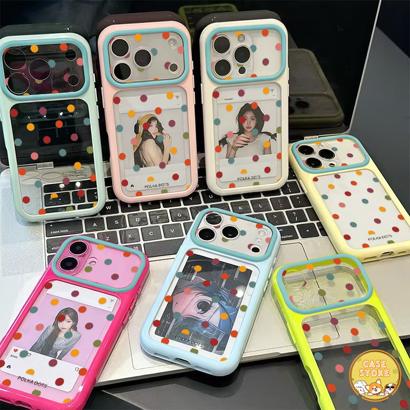 เคสใส ลายจุดวงกลมสีสัน สำหรับ iPhone 17 Pro Max 12 Pro 16 Plus 11 13 14 Plus 15 Pro 17 Air เคส ขอบสีสัน มีหลายสีให้เลือก