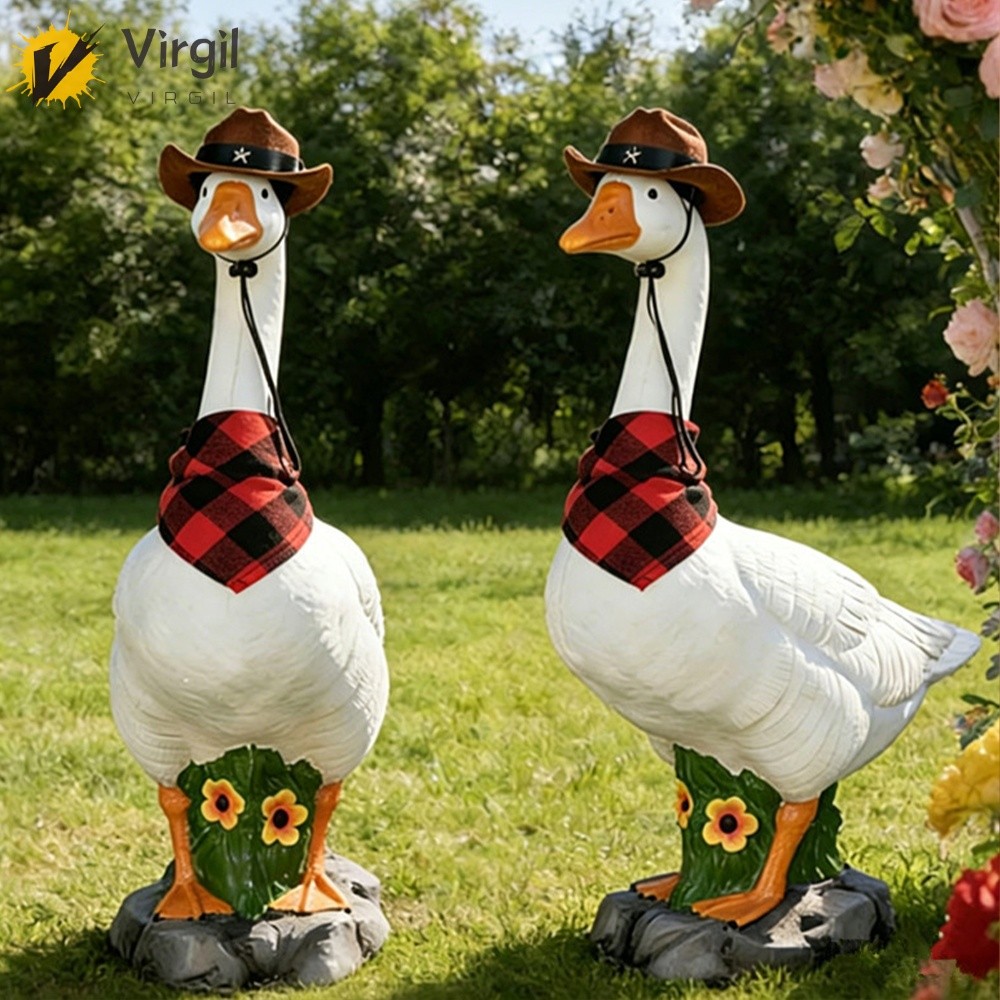 [Virgil.th] Porch Goose สนามหญ้ารูปปั้น 23 นิ้วสวนกลางแจ้งตกแต่งเรซิ่นหุ่น 360 หมุนได้คอทรายเติม