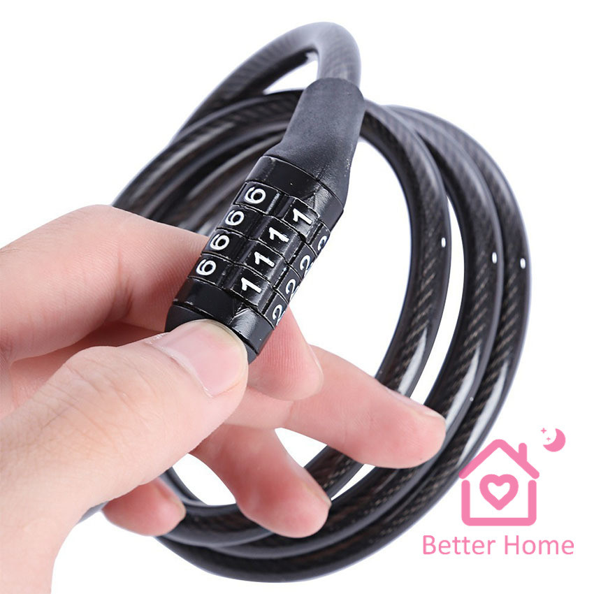 Better สายล็อคอเนกประสงค์ สายล็อคจักรยาน สายล็อครหัส4ตัว อุปกรณ์จักรยาน Four-digit code lock