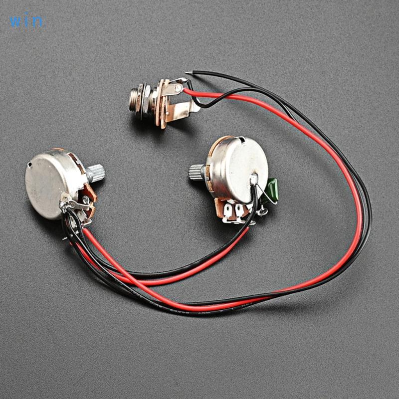Win Bass สายไฟ Prewired 250K 1V1T แจ็คสําหรับชิ้นส่วนเบสไฟฟ้าที่มีความแม่นยํา
