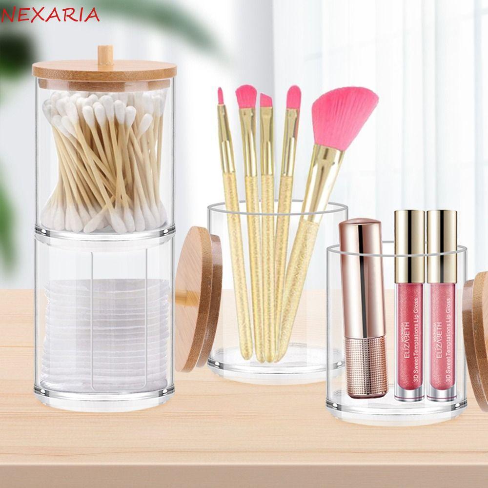 ถัดไป‌ Qtips Holder Candy Cotton Pad สําหรับอุปกรณ์ห้องน้ําพร้อมฝาปิดไม้ไผ่ที่เก็บเครื่องประดับขวดห้