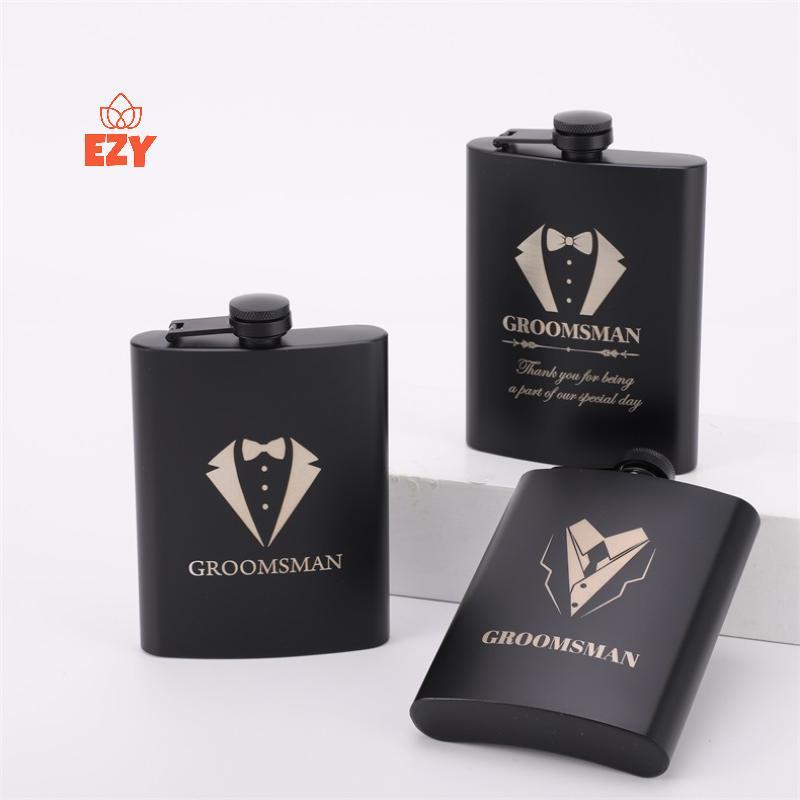 EZY 8oz ชื่อที่กําหนดเองสแตนเลสขวดสะโพกแบบพกพา Leakproof Whisky ขวดสําหรับคนรักผู้ที่ชื่นชอบของขวัญใ