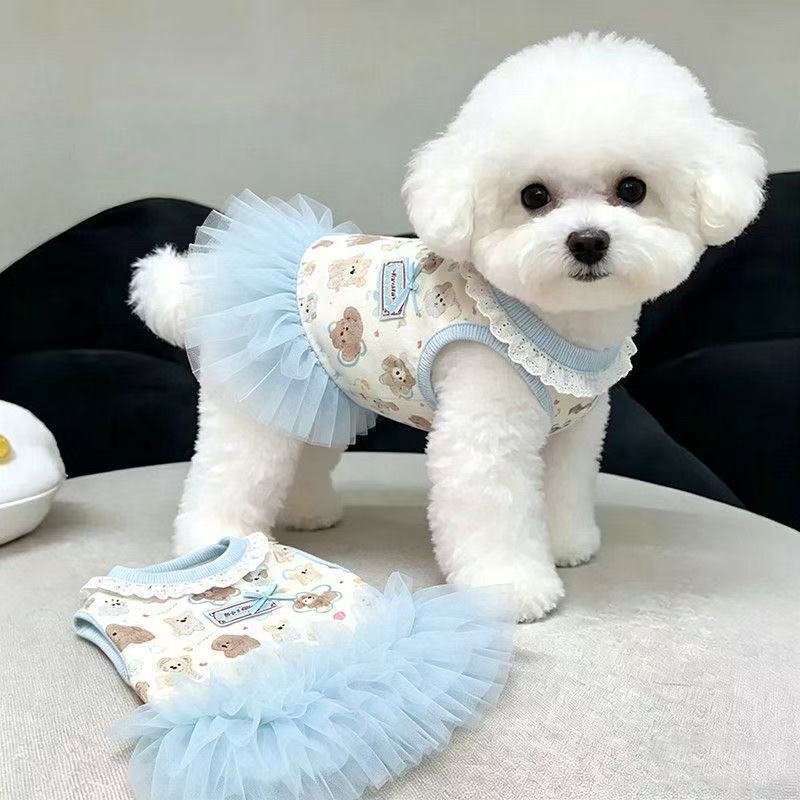 宠物狗狗衣服可爱卡通印花蓬蓬裙春夏季猫咪芭蕾纱裙公主风连身裙Magical Cat Pet Supplies26.9.9