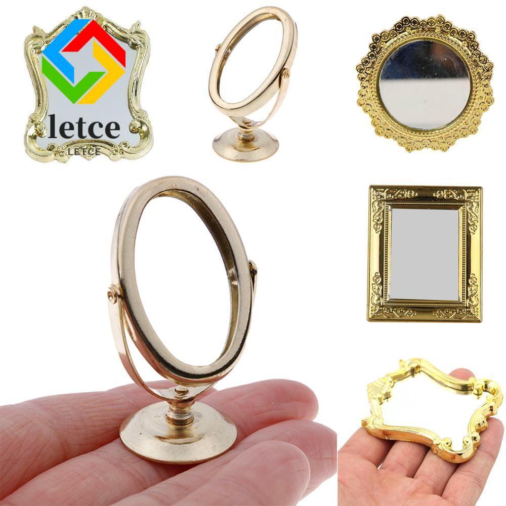 LETCE Mini Gloden Frames Style Vintage Bathroom Furniture Round Square Doll Accessories