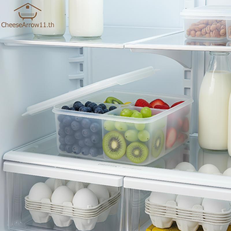 CHE 4 In 1 โปร่งใสตู้เย็นกล่องเก็บอาหาร Crisper M/L ขนาด BPA ฟรีสําหรับเนื้อผลไม้ห้องครัว Sorting TH