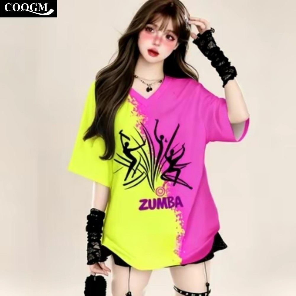 2026 Love Zumba เสื้อยืดคอวี Zumba Dance Top Full Sublimation Zumba Sweatshirt Breathable Quick-Dryi