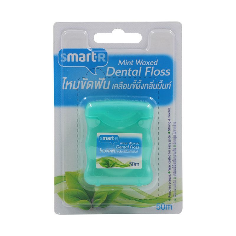 สมาร์ทเตอร์ไหมขัดฟันเคลือบขี้ผึ้งกลิ่นมิ้น 50เมตร Smarter Mint Waxed Dental Floss 50m