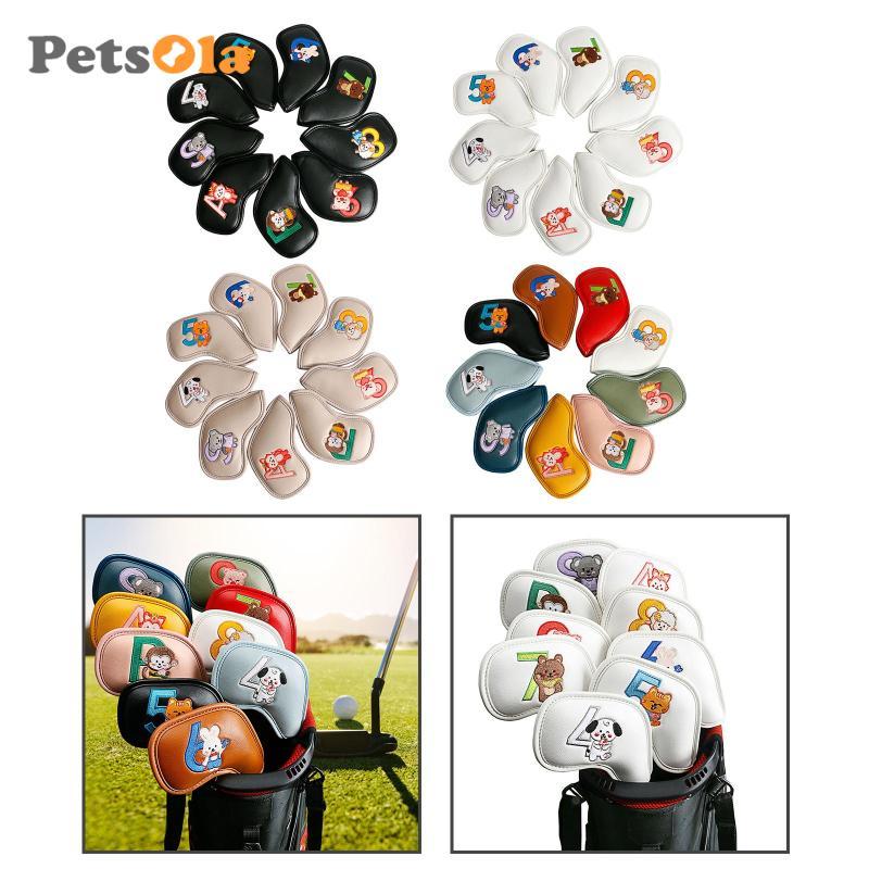 [Koolsoo2] 9x Golf Iron Headcover Set Golf Club Head Cover Golf Cue Wedges Sleeve for Beginners