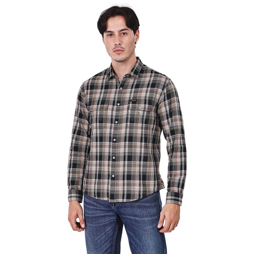 WRANGLER เสื้อเชิ้ตแขนยาวผู้ชาย คอลเลคชั่น Beyond Denim รุ่น WR F126MSHLN03 สีน้ำตาล — صورة 2