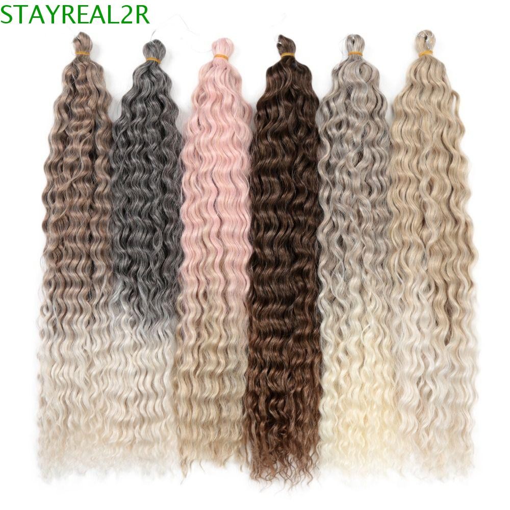 STAYREAL2R Ombre Marly Hair Party Hair Extensions มีสไตล์ 22INCH สีน้ําตาลสีชมพูนุ่มทุกวัน Kinky Cur