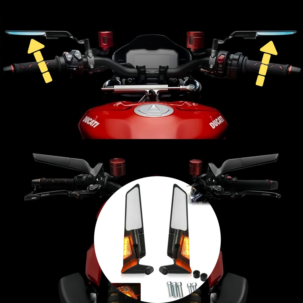 กระจกมองข้างแต่ง ปีกสปอร์ต อลูมิเนียม สำหรับมอเตอร์ไซค์-รถไฟฟ้า Honda Yamaha NMAX PCX (M8/M10) พร้อม