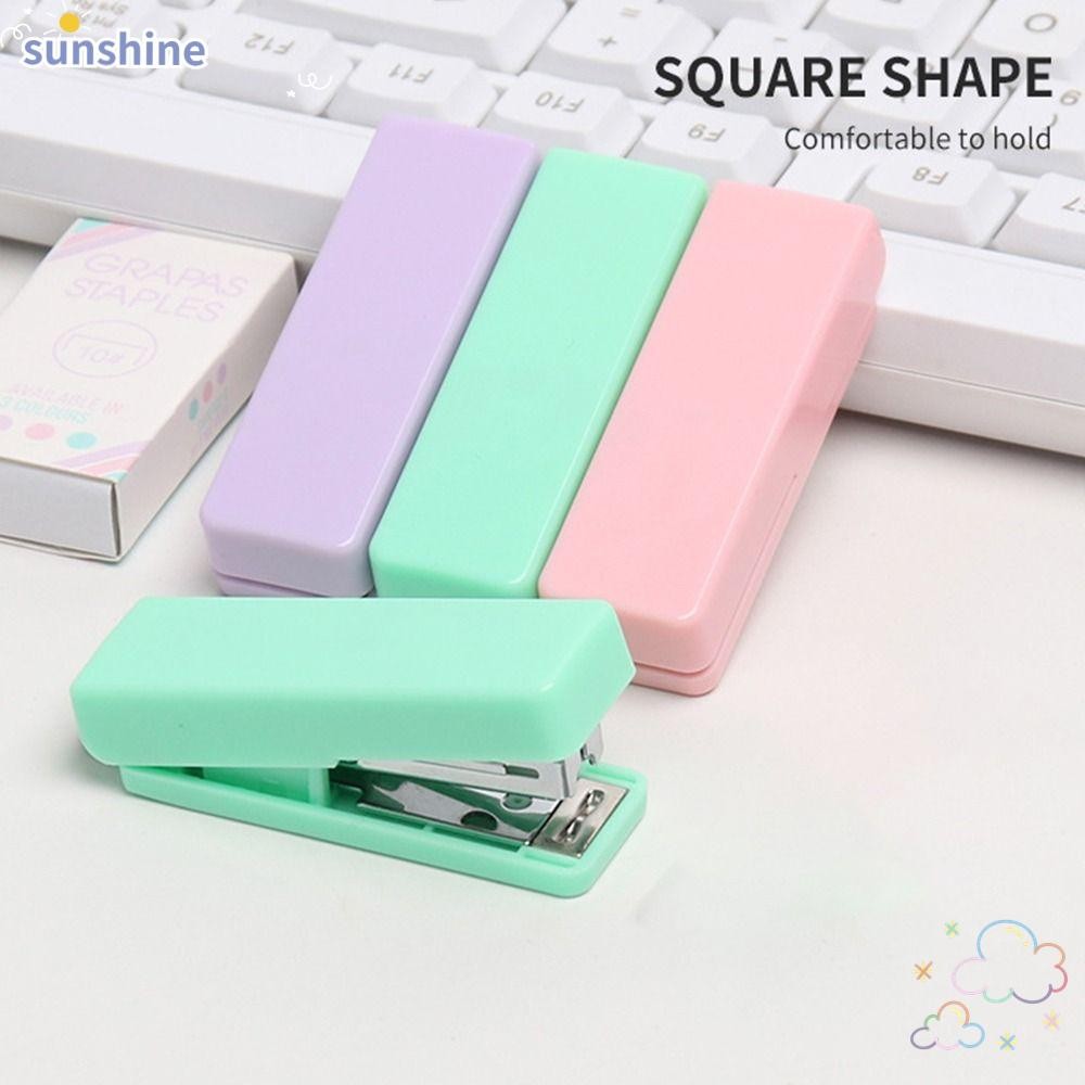 SSUNSHINE เครื่องเย็บกระดาษขนาดเล็ก, อุปกรณ์เข้าเล่มหนังสือโลหะ Mini Stapler, แบบพกพามัลติฟังก์ชั่นสี Candy Manual Binding Tool สํานักงานโรงเรียน