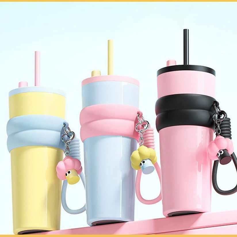 [ Tặng kèm sticker ] Ly giữ nhiệt 710ml có ống hút, ly giữ nhiệt nóng lạnh inox 316 cao cấp có quai 