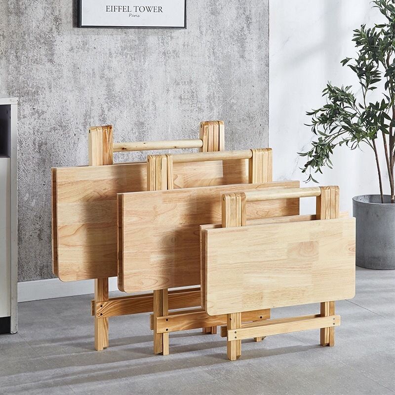 The JBK Shop 789 PL- โต๊ะพับไม้จริง โต๊ะไม้ ยางพารา โต๊ะรับประทานอาหาร แบบพกพาโต๊ะเรียนแบบเรียบง่าย