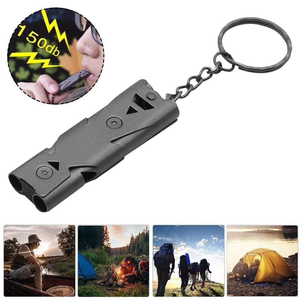 นกหวีดอยู่รอด Double-tube Sonic Whistle นกหวีดกลางแจ้งสแตนเลสนกหวีดช่วยชีวิต U2B0