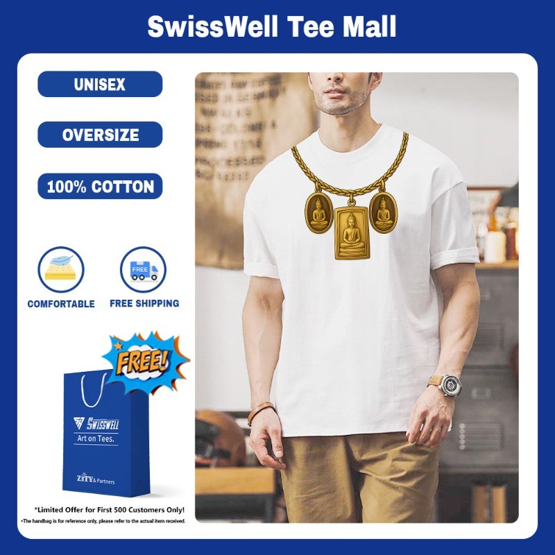 ZITY 👕 เสื้อยืดผ้าคอตตอน 100% T-Shirt แบบ Oversize Unisex คอกลม 100% COTTON ลาย Buddha amulets P2