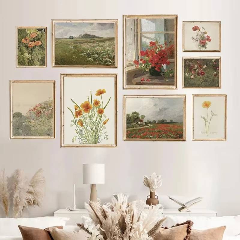 Retro ฤดูใบไม้ผลิฤดูร้อน Gallery Wall Art โปสเตอร์พิมพ์ภาพ California Poppy ดอกไม้ผ้าใบภาพวาดห้องนั่งเล่นตกแต่งบ้านภาพจิตรกรรมฝาผนัง