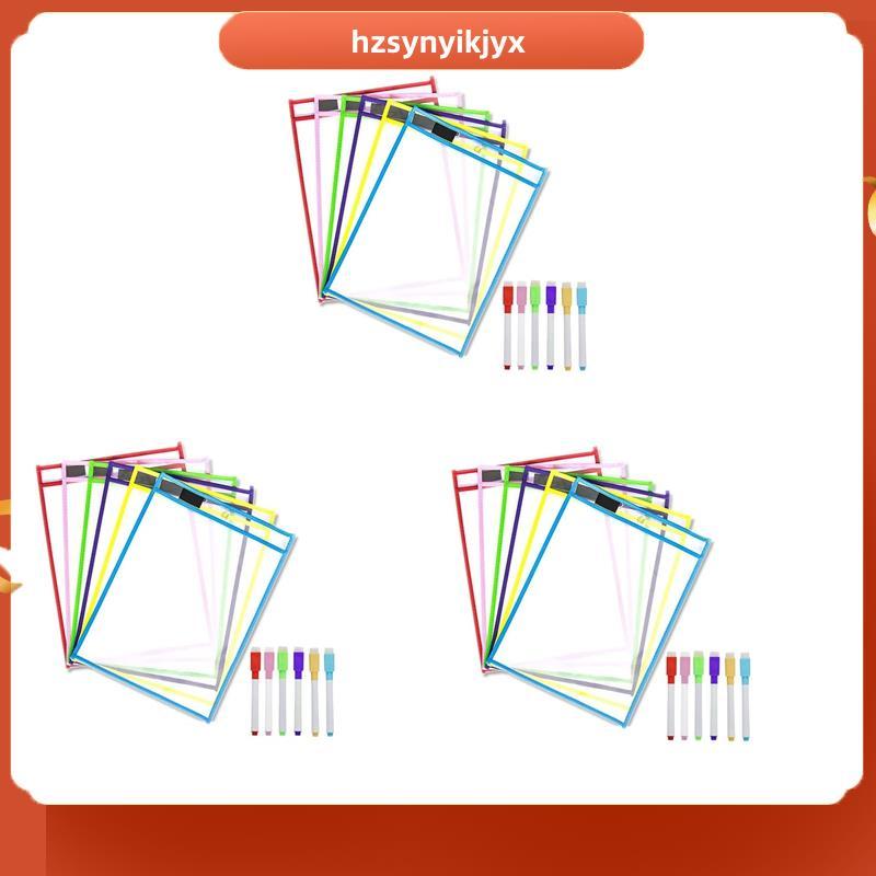 hzsynyikjyxReusable Dry Erase Pockets, 18 Pack Reusable Dry Erase Sleeves, คละสีแผ่น Protector